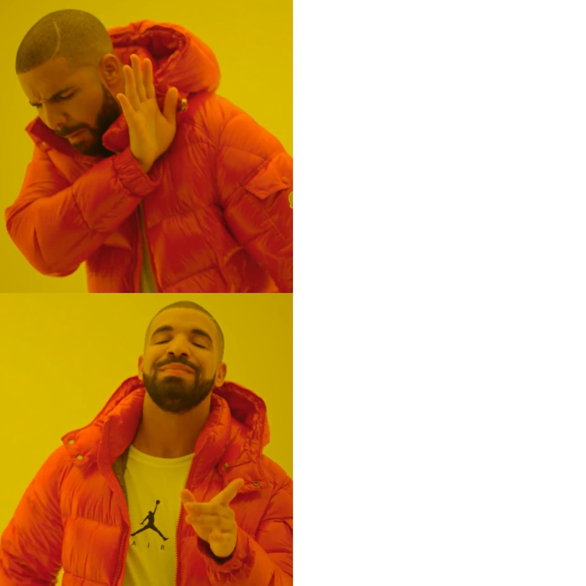 Drake Hotline Bling meme about MERIT Beauty