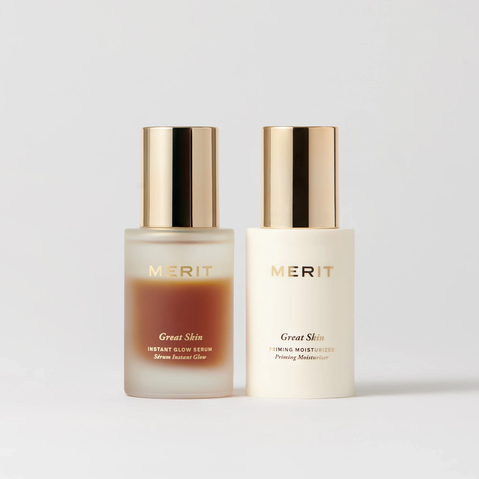 The Great Skin Duo, a serum and a moisturizer bottle together